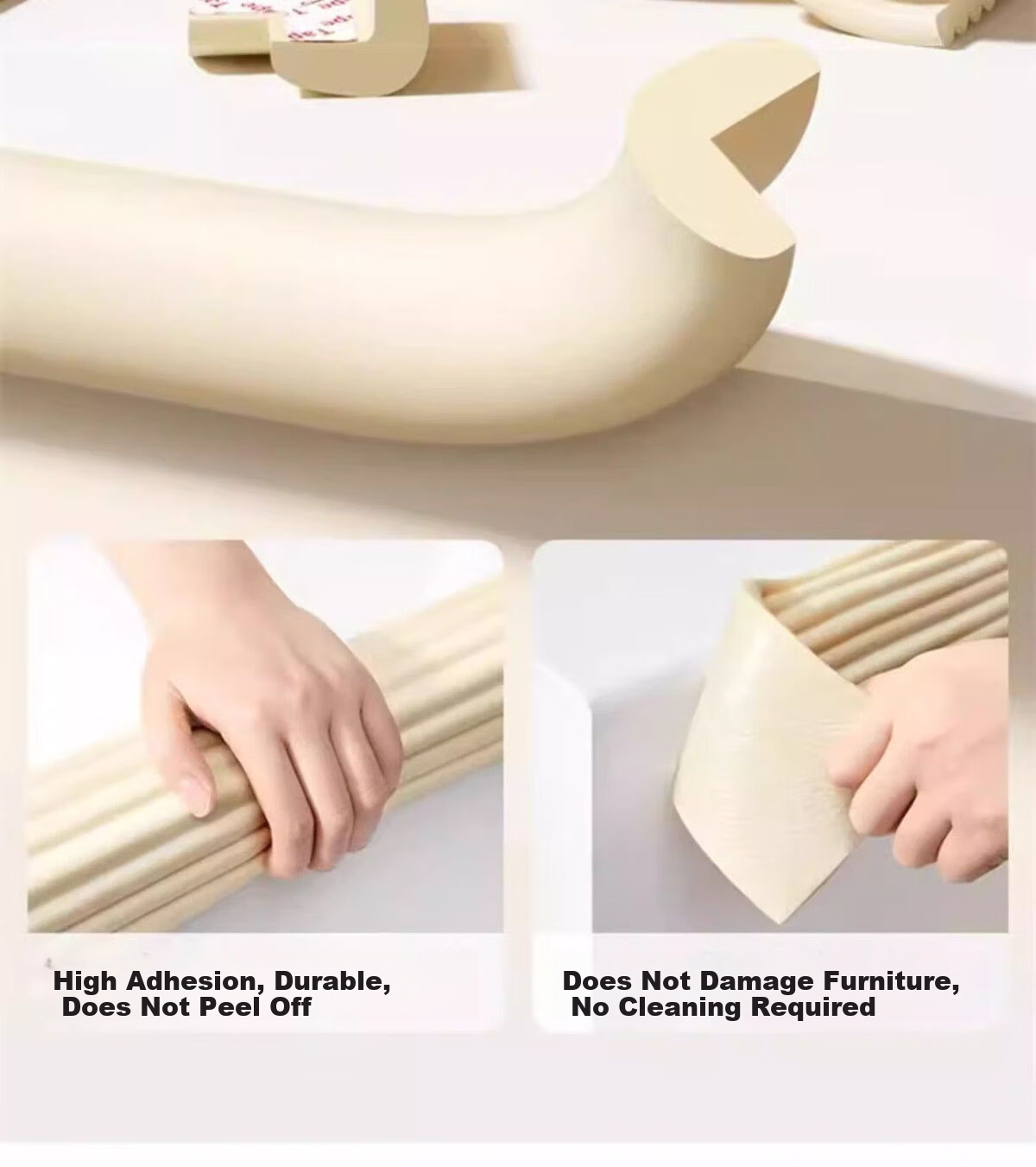 YOUBEISHI Baby Corner Guard Edge Protector L-Shaped Off-White 4.5m with 8 Corner Covers 7