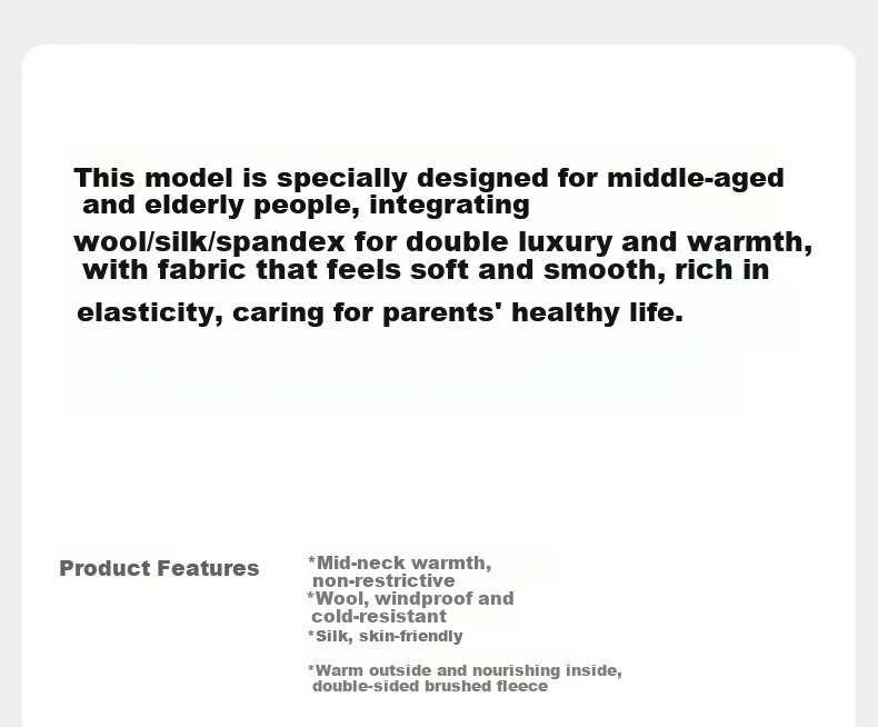 LangSha Women's Autumn Thermal Underwear Set Mid-Aged and Elderly Mid-Neck Windproof Warm Wool and Silk 7A Antibacterial Thin Warm Innerwear Set 1