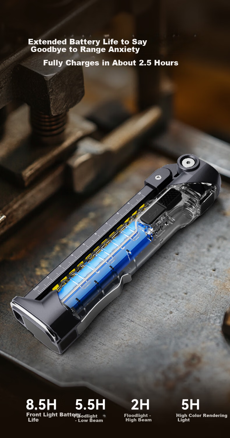 LEM Work Light Automotive Repair Magnetic Rechargeable Lithium Battery LED Folding Flashlight Super Bright Strong Light 11