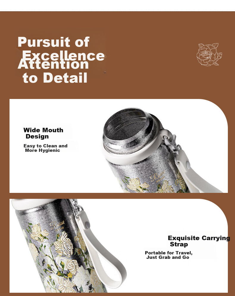 Daka Pure Titanium Insulated Thermos Van Gogh Collaboration Temperature Display Direct Drinking Tea Infuser Large Capacity Outdoor Stew Tea Cup Gift Mug 22
