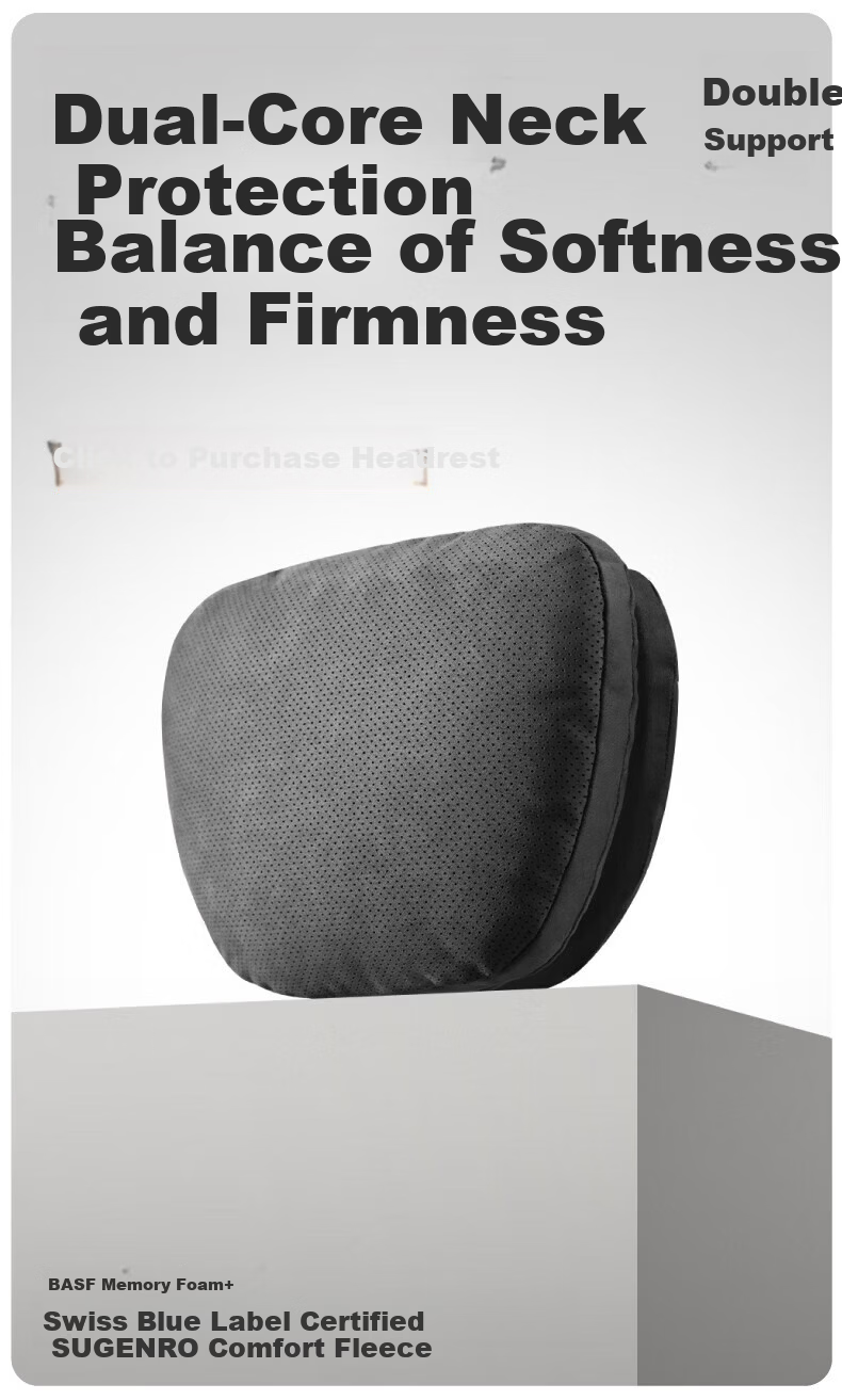 BIMLL Car Lumbar Support Suede Backrest Cushion Office Seat Waist Pillow Double Core Support 1