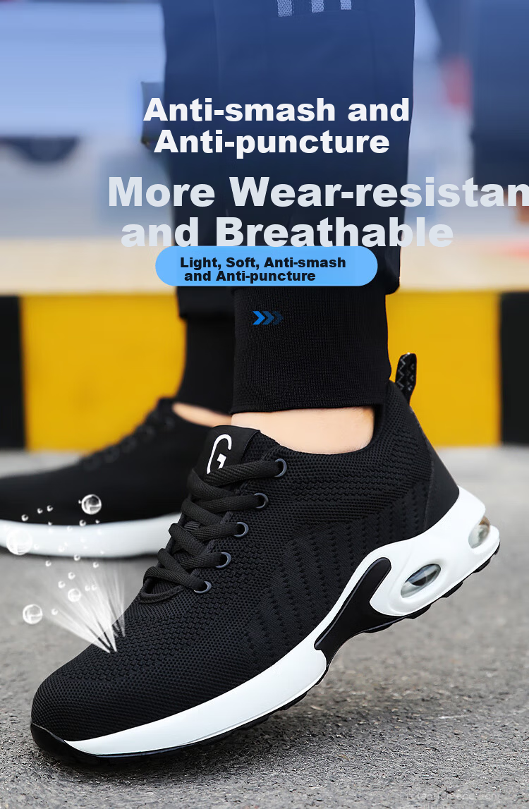 Jingtu Men's Summer Breathable Anti-Smash Steel Toe Anti-Puncture Soft Lightweight Durable Safety Shoes 2022-1 Size 44 1