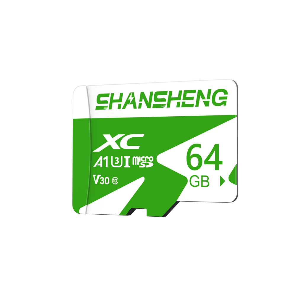 Shansheng 64GB TF (MicroSD) Memory Card A1 U3 V30 C10 Storage Card K1 Green Card Compatible with Dash Cam Surveillance Camera Mobile Phone High-Speed Memory Card