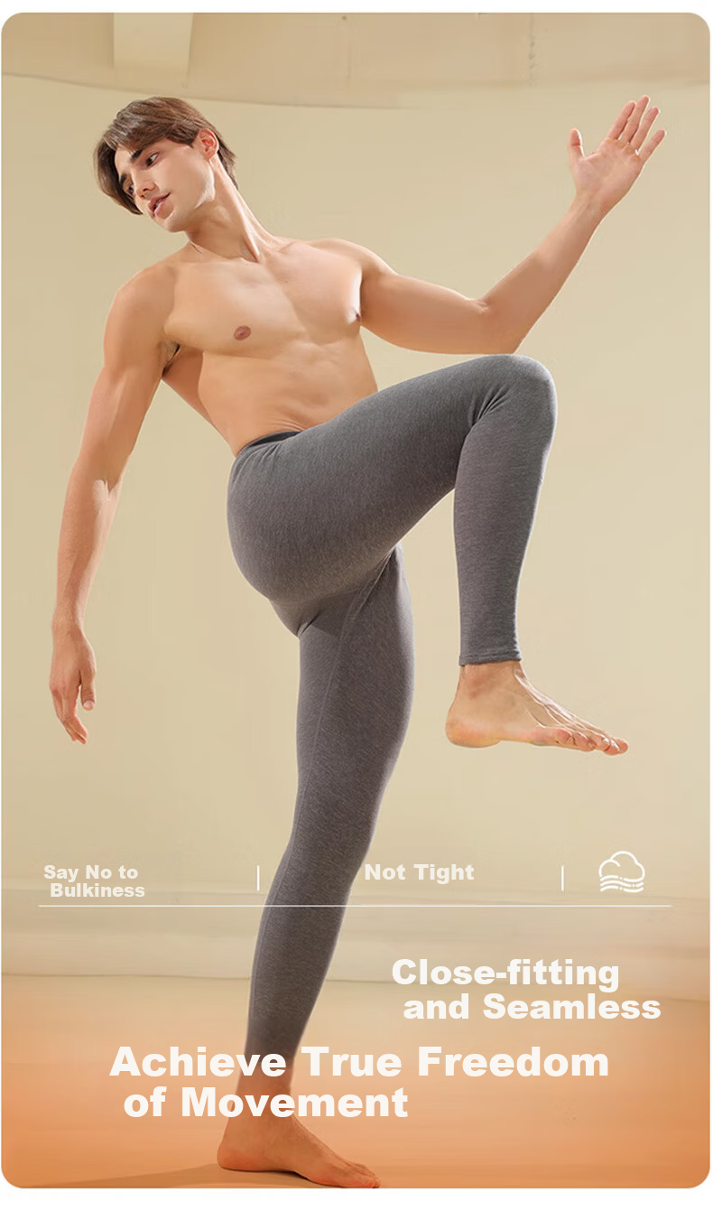 LangSha Men's Thermal Wool and Silk Long Johns 2-Pack, Grade 7 Antibacterial and Anti-Mite, Reversible Fleece-Lined Warm Pants 7