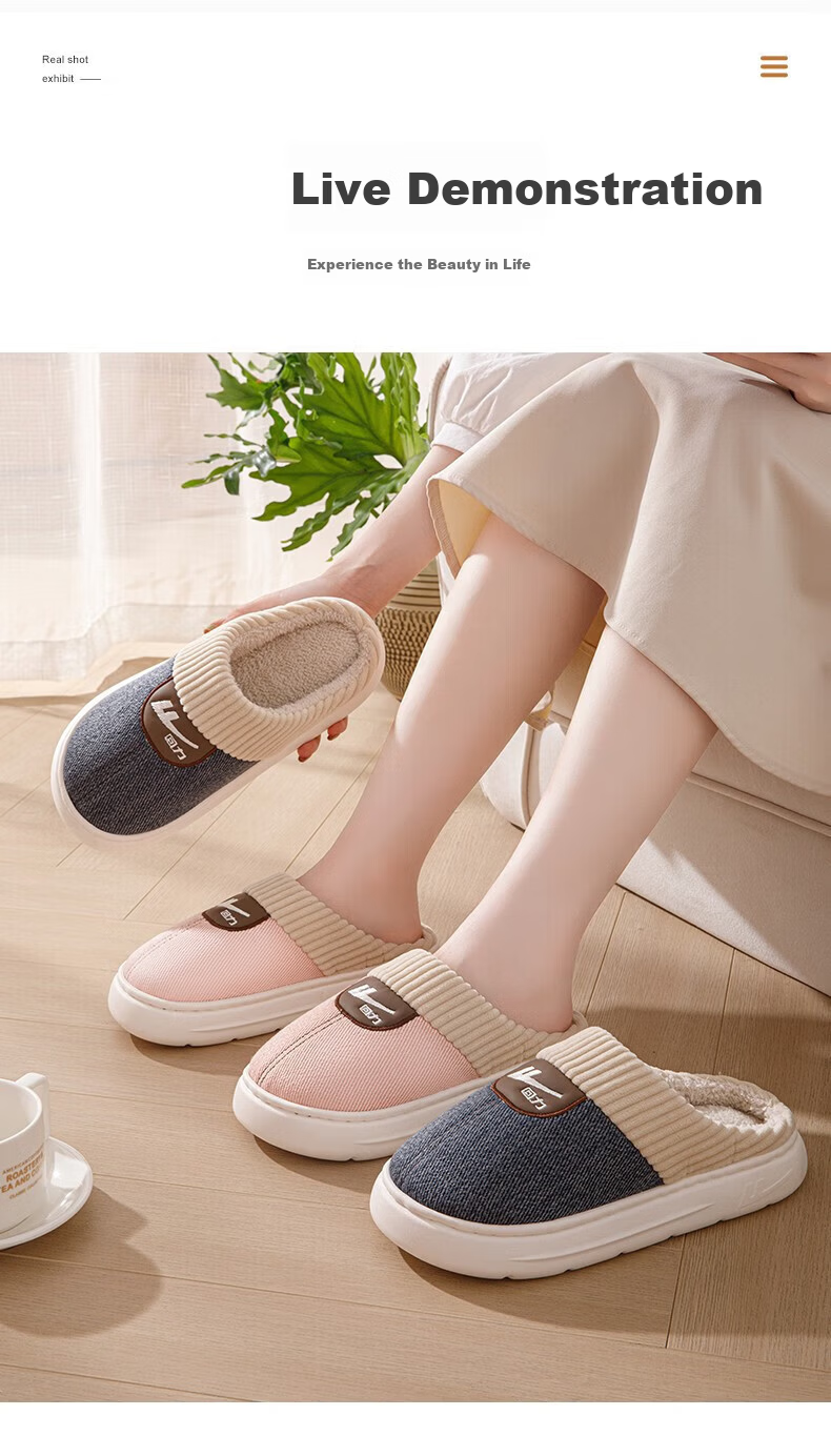 Warrior Men's Cotton Slippers Thick Sole Non-Slip Warm Home Couple Cotton Wool Slippers WST-0720 Dark Blue Size 44-45 10