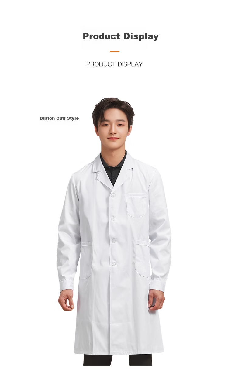 Gongpinxing Men's And Women's Long-Sleeve White Lab Coat, Work Uniform for Interns And Laboratory, Long Sleeves with Button Cuffs 10