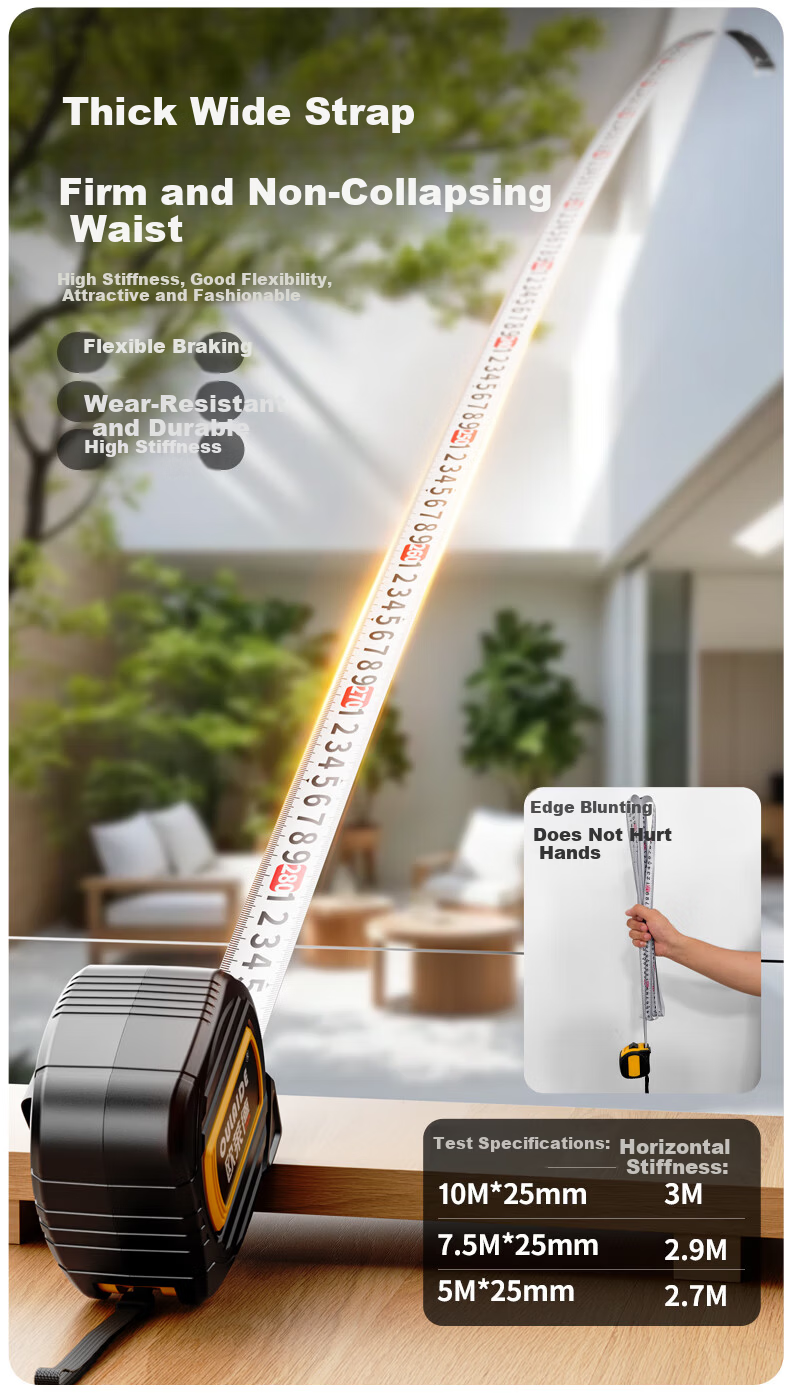 Oulaide Fully Rubber-Coated Steel Tape Measure, Thickened Household Measuring Tape, Meter Ruler, Box Ruler, High-Precision Ruler, National Standard II Grade Precisio 8