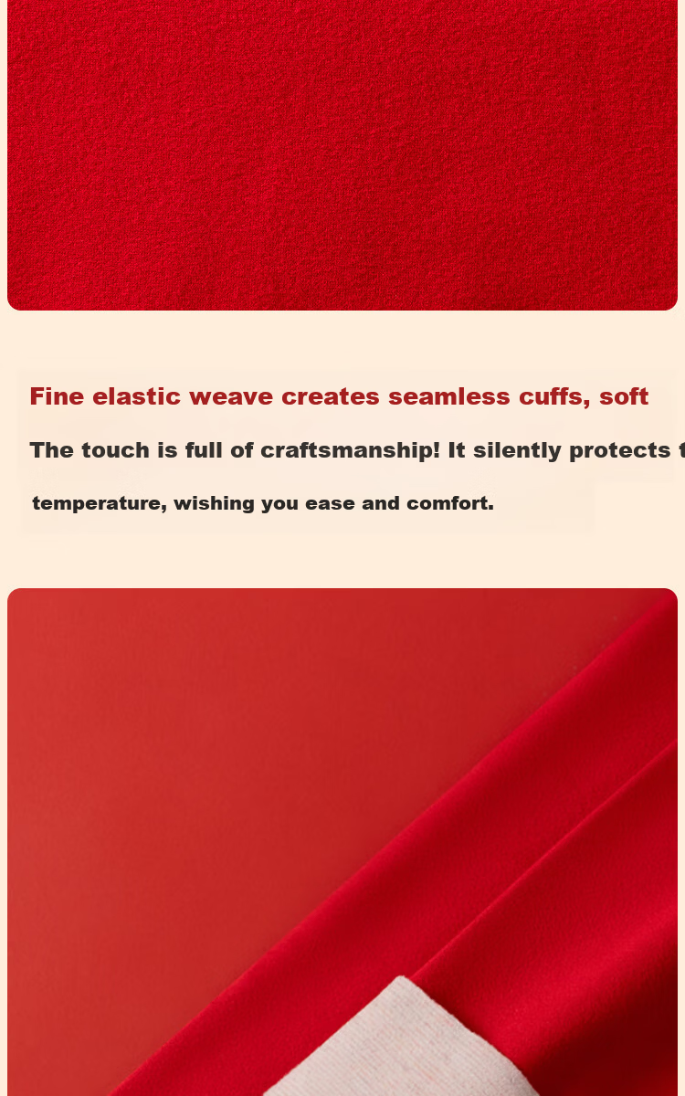 Urban Beauty Women's Red Autumn Thermal Set Wool Silk Fleece-Lined Thickened Base Layer Pants for Year of the Horse 9
