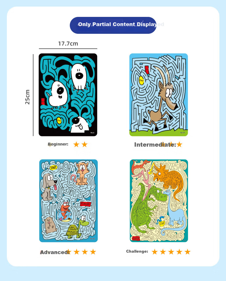 Shalin SAALIN Children's Penmanship Concentration Training Maze Book, Find Differences Logic Reasoning Puzzle Toy 21