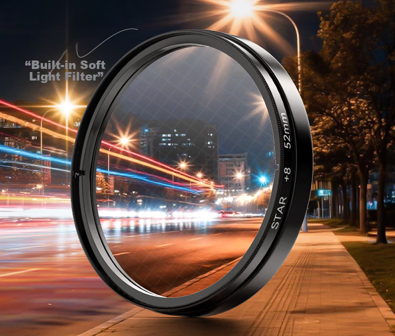 Suoying [Hot Sale 200W] Adjustable Starlight Lens 8-Line 67mm Starburst Filter for Mobile Phone Camera External Photography Tool Night Sky Jewelry Night Scene Starlight Filter 5