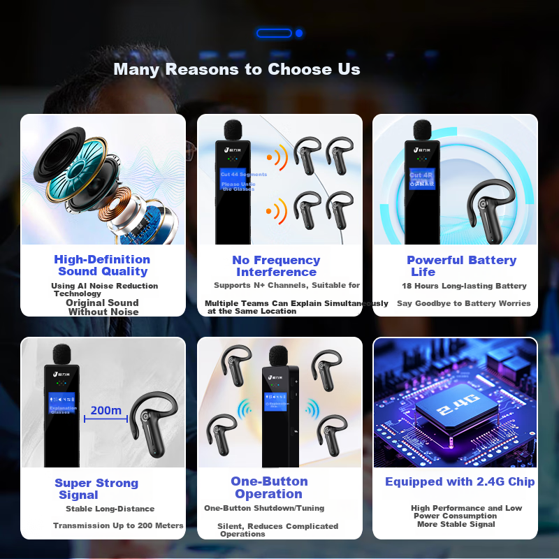 JiliMi Wireless Tour Guide System One-to-Many Bluetooth Earphones Non-In-Ear Wear for Tour Guides, Scenic Spots, Museums, Conferences, Teaching, Hosting N1HT Main Transmitter