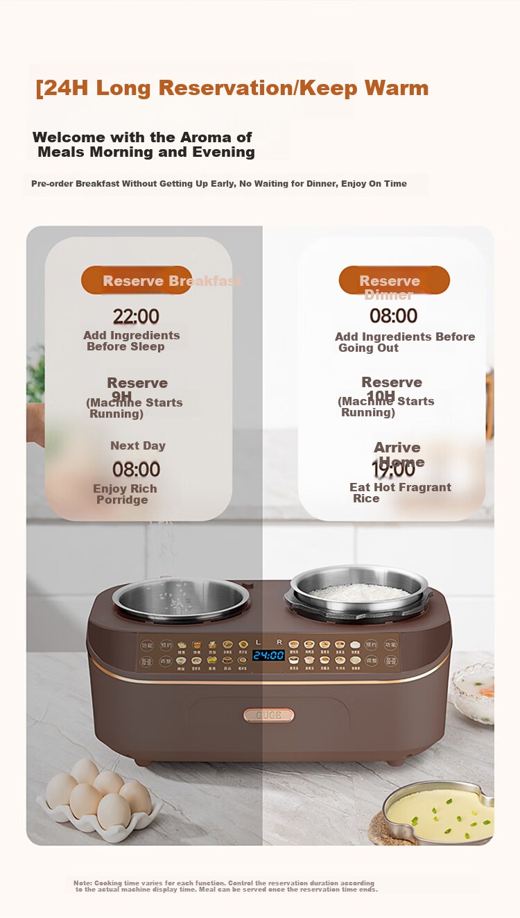 GUGE German Dual Inner Pot Rice Cooker and Pressure Cooker 2-in-1 with Dual Pot Independent Control, 304 Stainless Steel Inner Pot, Rice Soup Separation, Low Sugar, High Pressure Fast Cooking Electric 13