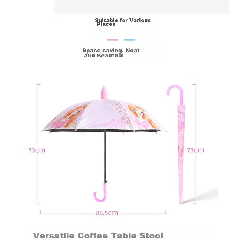 Meebordi Umbrella for Children, Dual-Use for Sun And Rain, Kindergarten Safety Round Corner Umbrella with Drip Function for Students Aged 7-12