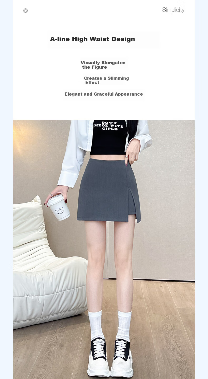 Langsha A-Line High-Waist Slim Fit Hip Skirt Women's Spring Summer 2026 Sexy Split Suit Short Skirt 5