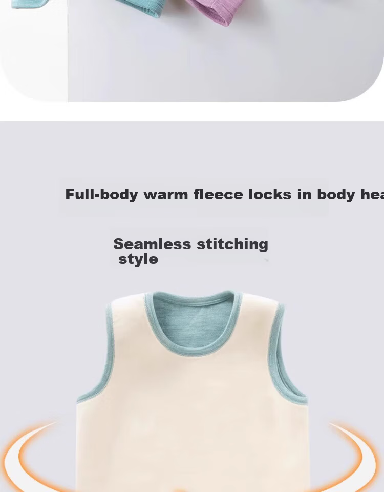 Nubiw House Kids Vest Girls Autumn Winter Fleece Lined Warm Innerwear Baby Thickened Close-fitting Underwear Boys Clothing 1