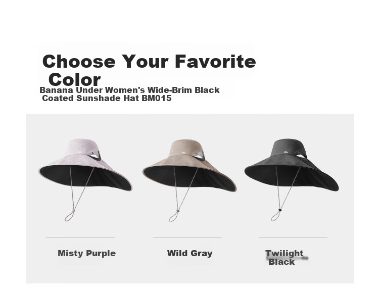 Beneunder Women's Extra Large Brim Black Coated Sun Protection Umbrella Hat Shoulder Cover UV Protection Compact Storage Matte Black 17