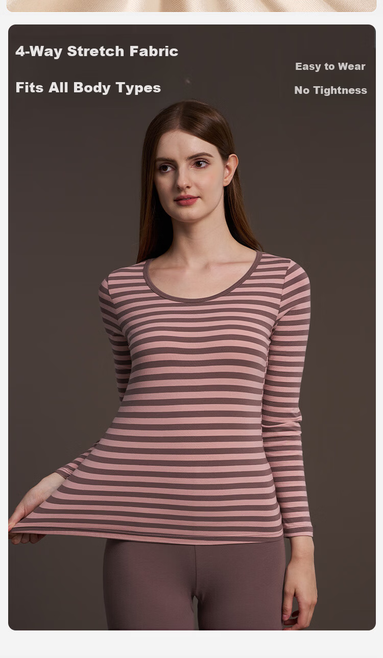 Tingmei 100% Pure Cotton Thermal Set Women's Underwear Autumn Top and Bottom 10A Antibacterial Base Layer Thin Spring Style 5