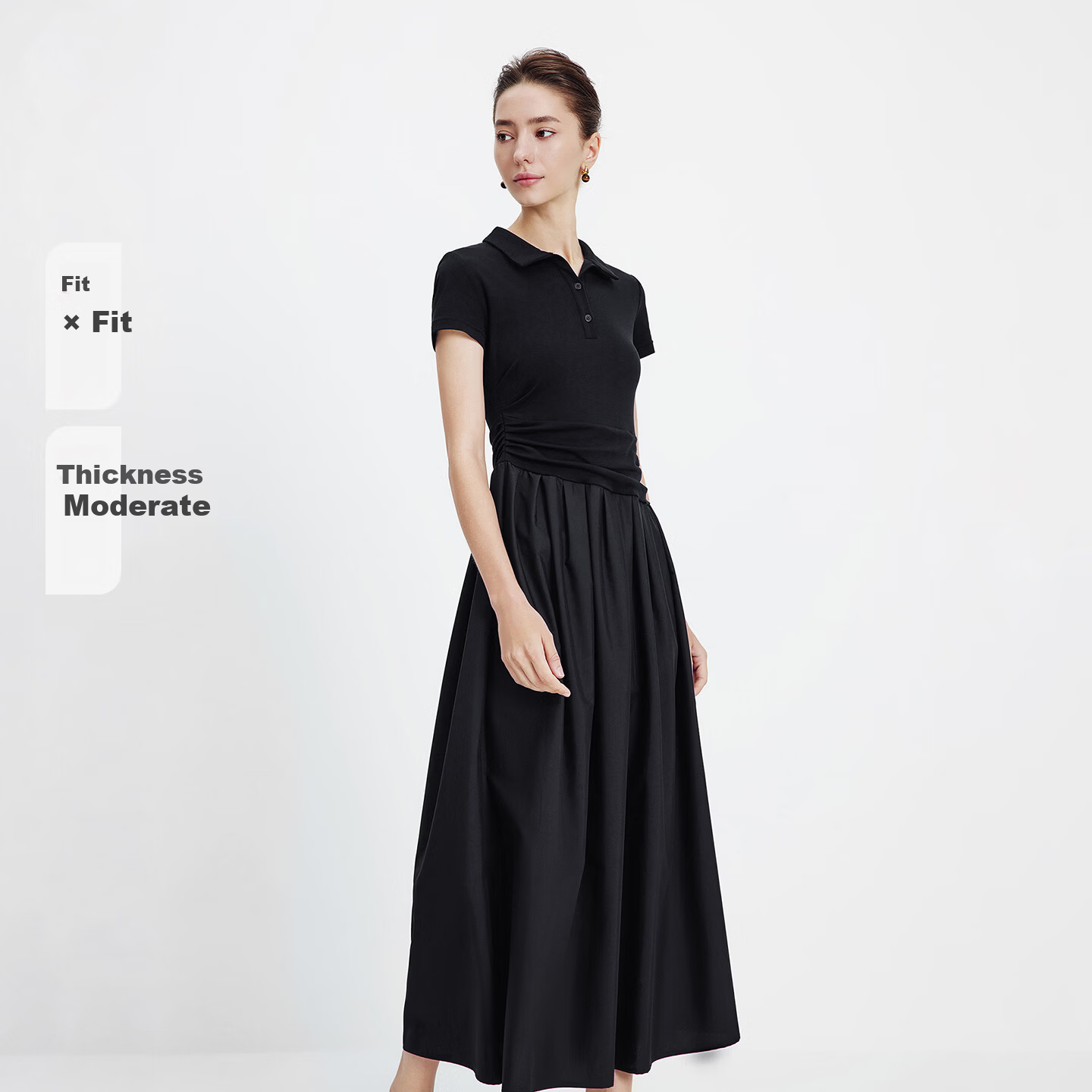 Navigare Italian Small Sailboat Short Sleeve Polo Collar Dress 2026 New Waist Pleated Flared Long Dress 2322876508