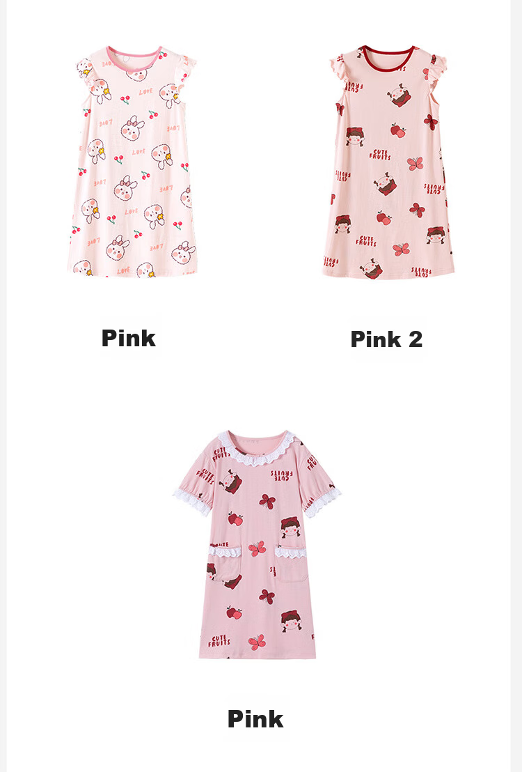 Dingguagua Girls' Princess Style Cotton Summer Thin Nightgown Children's Homewear Parent-Child Pajamas Size 160 11