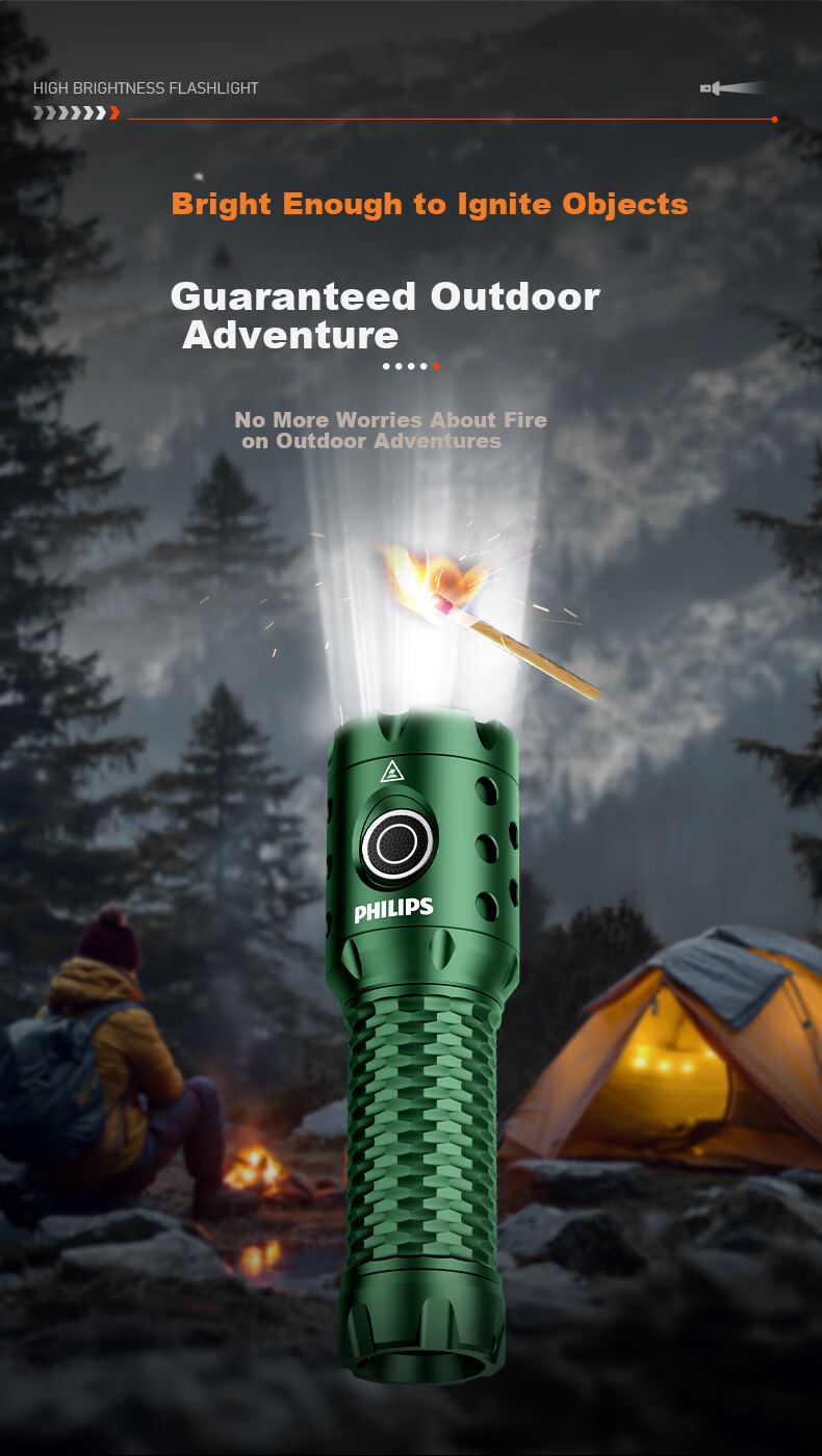 PHILIPS High Brightness Flashlight Super Long Battery Life Portable Military Outdoor Emergency Light SFL8603 6
