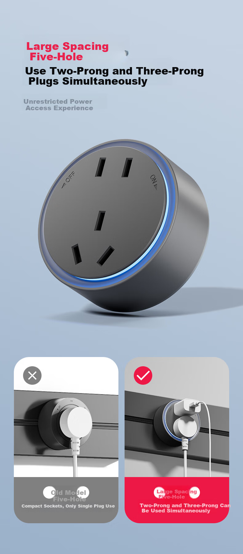 CHIGO Track Socket with Switch Master Control Ultra-thin High Power Wall-mounted Rail Socket Surface-mounted Movable Kitchen Slide Rail Socket 50cm + 3 Black Five-hole Outlets 6