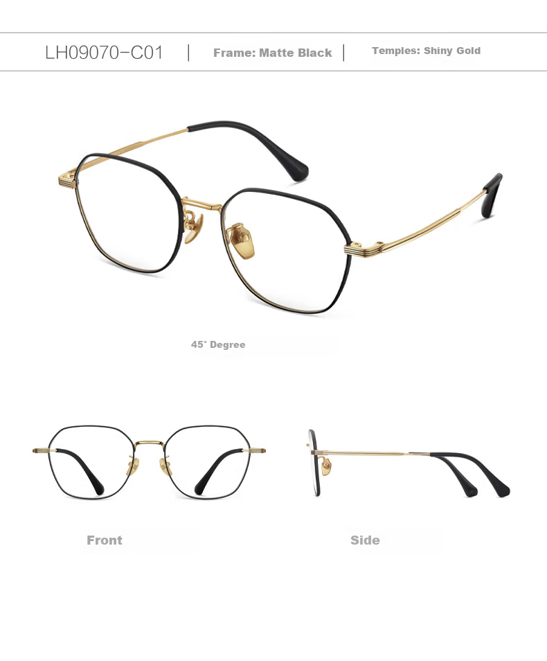 LOHO Ultra-Light 6g Beta Titanium Pure Titanium Eyeglass Frames for Women, Anti-Blue Light Radiation, Prescription Available, Zeiss Lenses, Anti-Fatigue for Me 23