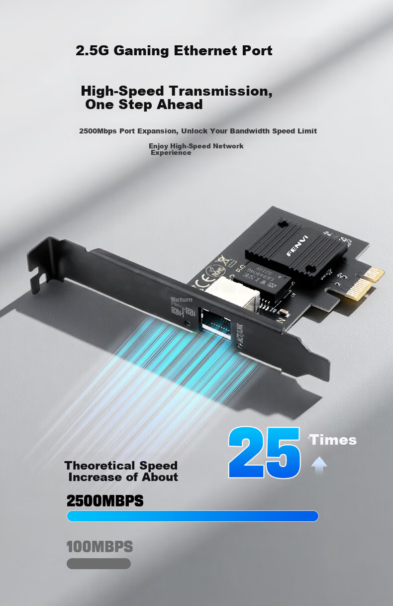 Fenvi 10G PCI-E Wired Network Card AQC113 Desktop NAS Server Gaming Ethernet RJ45 High-Speed Expansion Card 2