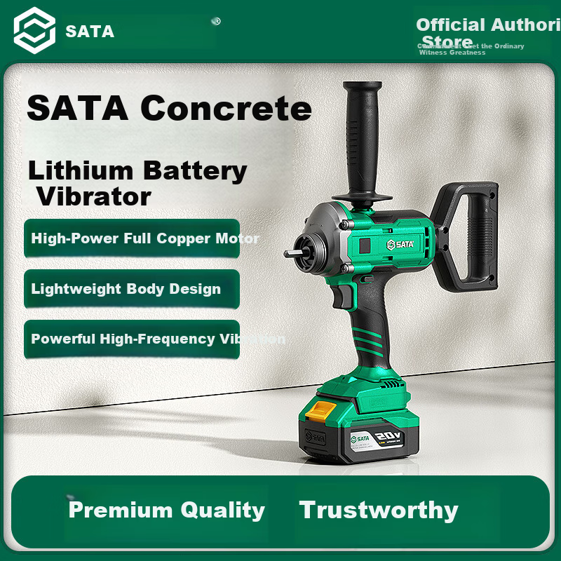 SATA Lithium Battery Brushless Concrete Vibrator Handheld Site Rechargeable Concrete Vibrator D05540 One Battery