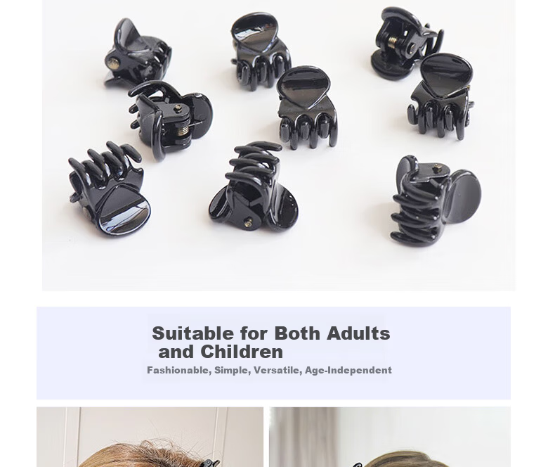 Jiaoxuefei Black Small Hair Claw Clips 20pcs Bangs Clips Top Clips Small Hairpins Hair Accessories 8