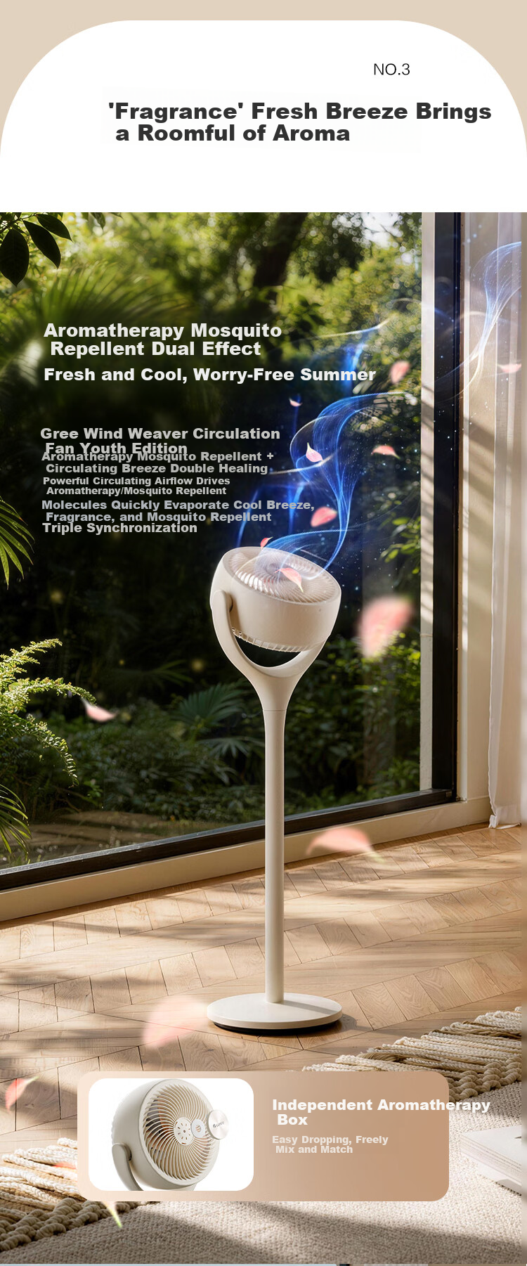 GREE [Zhi Feng Zhe Se Youth Edition] First-Class Energy Efficiency DC Inverter Quiet Energy-Saving Ultra-Quiet Air Circulator Fan Home Remote Control Air Purifier Floor Fa 8