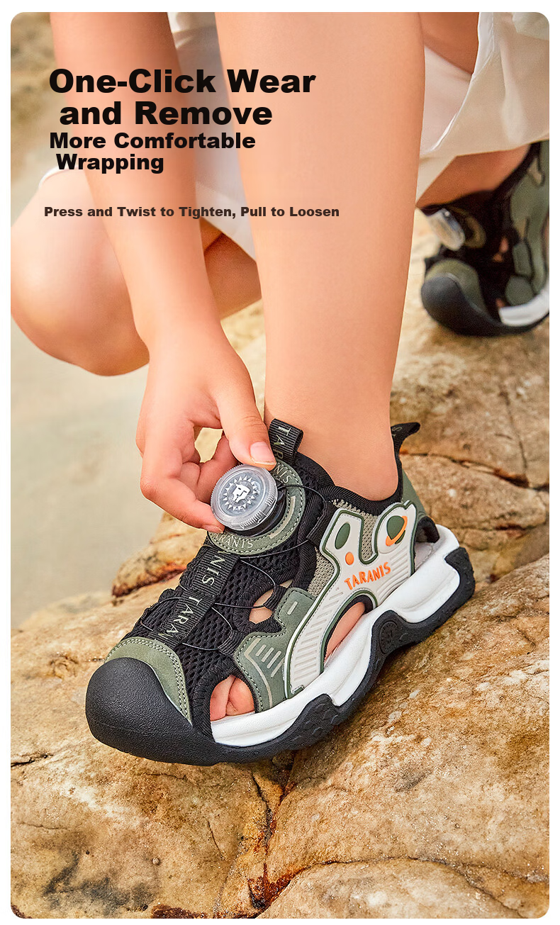 TARANIS Kids Summer Sandals New Boys Girls Non-Slip Anti-Collision Knob Buckle Breathable Sports Creek Shoes Gray Size 27 2