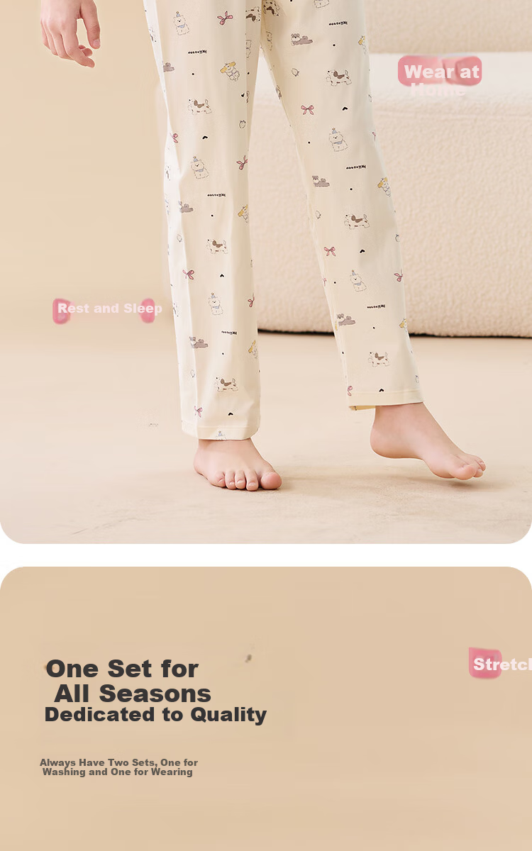 Miiow Kids Pajamas 100% Cotton Girls' Sleepwear Spring Autumn Lightweight Baby and Big Kids Summer Homewear Set 7