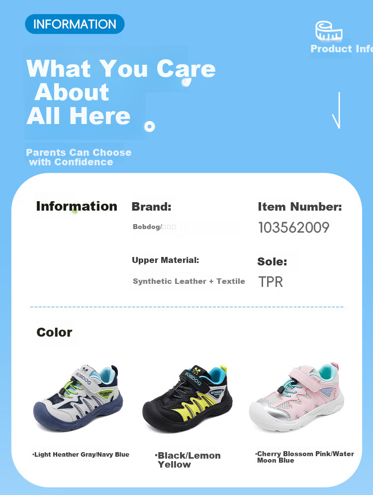 BOBDOG Kids Summer Comfortable Running Shoes Children's Sports Shoes Boys Casual Shoes 103562009 Light Gray/Navy Blue Size 34 1
