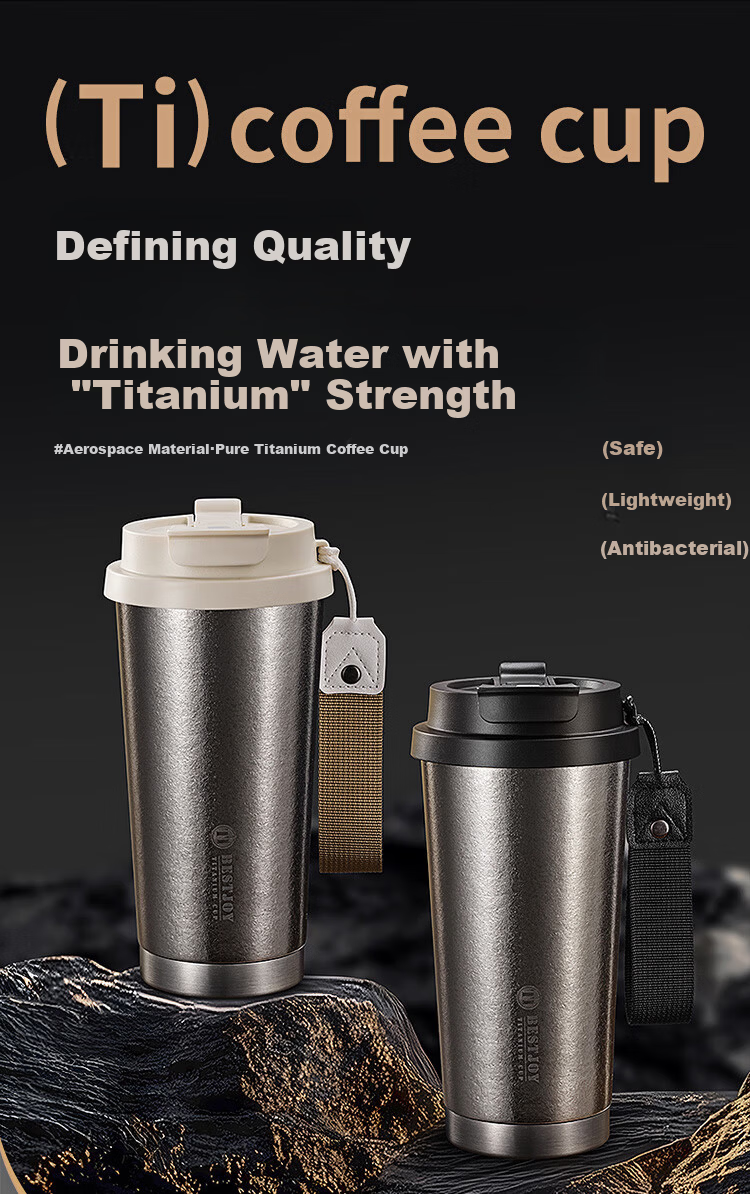 FUGURNG BESTJOY Pure Titanium Insulated Coffee Mug Gift for Holidays and Birthdays Men Portable Outdoor Car High-End Titanium Cup 2