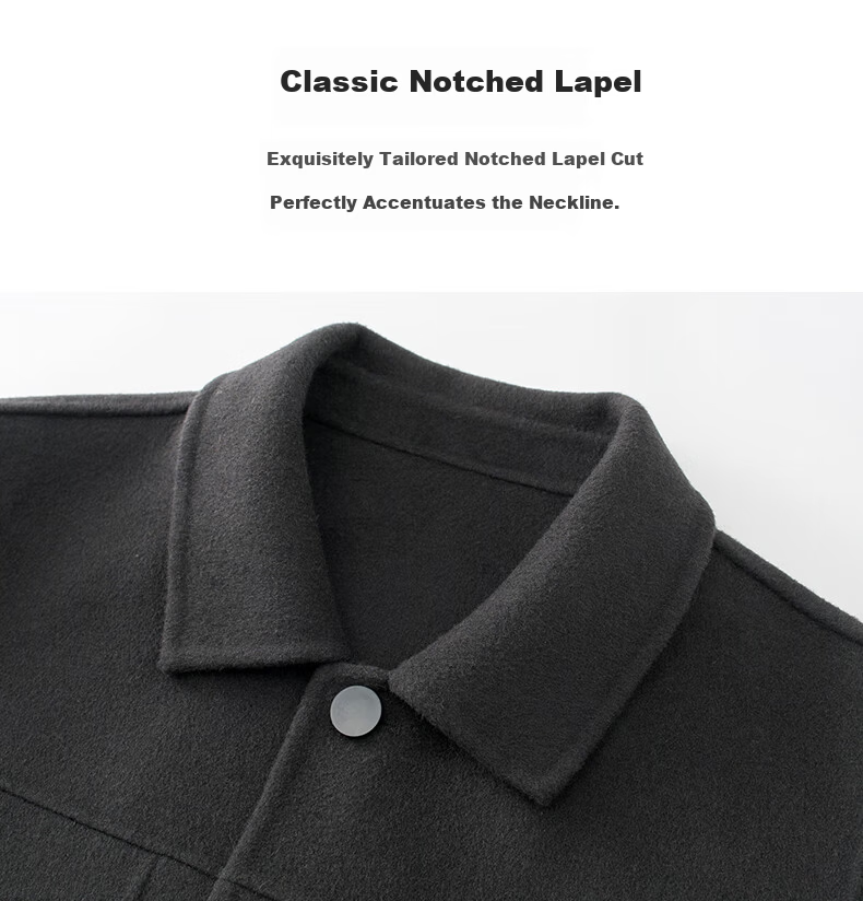 FIRS Men's Wool Double-Sided Woolen Jacket Spring Autumn Lapel Casual Warm Wool Coat Short Outerwear 4