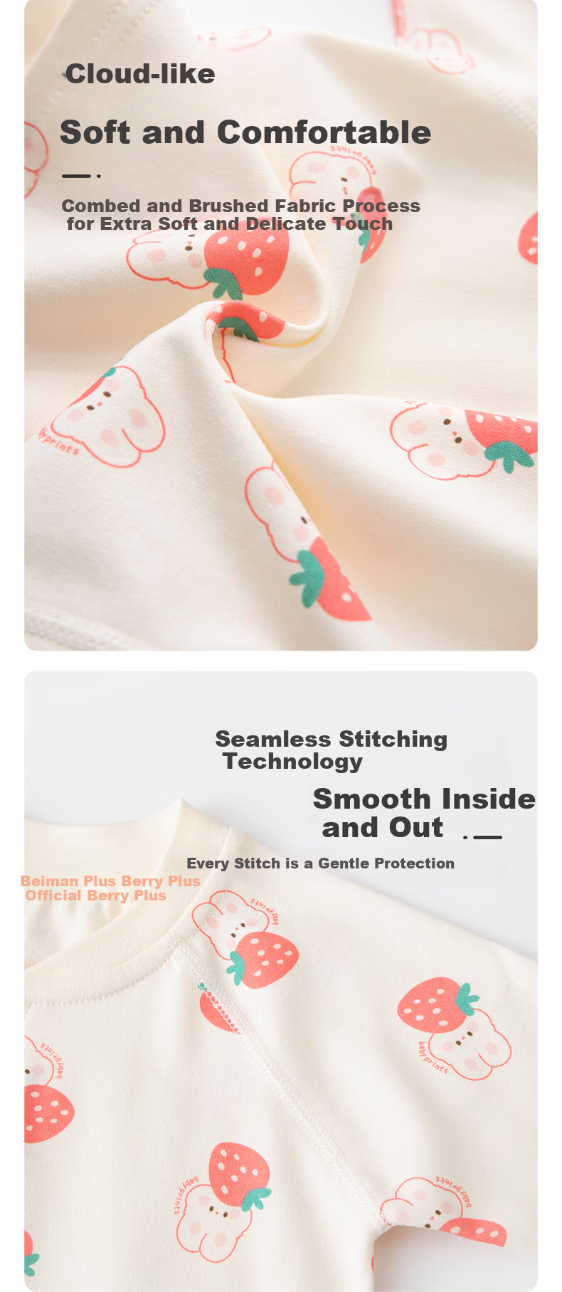 Babyprints Baby Homewear Set Unisex Infant Top and Pants 2-Piece Soft Cotton Underwear Four Seasons Rabbit 80 3