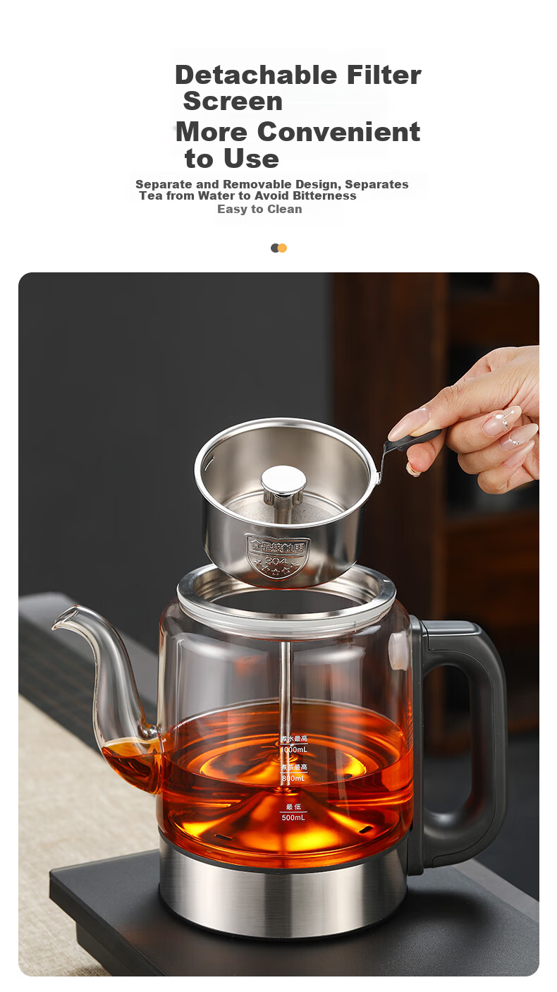 OUMETE Fully Automatic Water Supply Electric Kettle Embedded Tea Table Kettle Handle Water Supply Tea Brewing and Boiling Integrated Machine 316L Insulated Steaming Tea Brewing Kettle OMT-JS1930 15