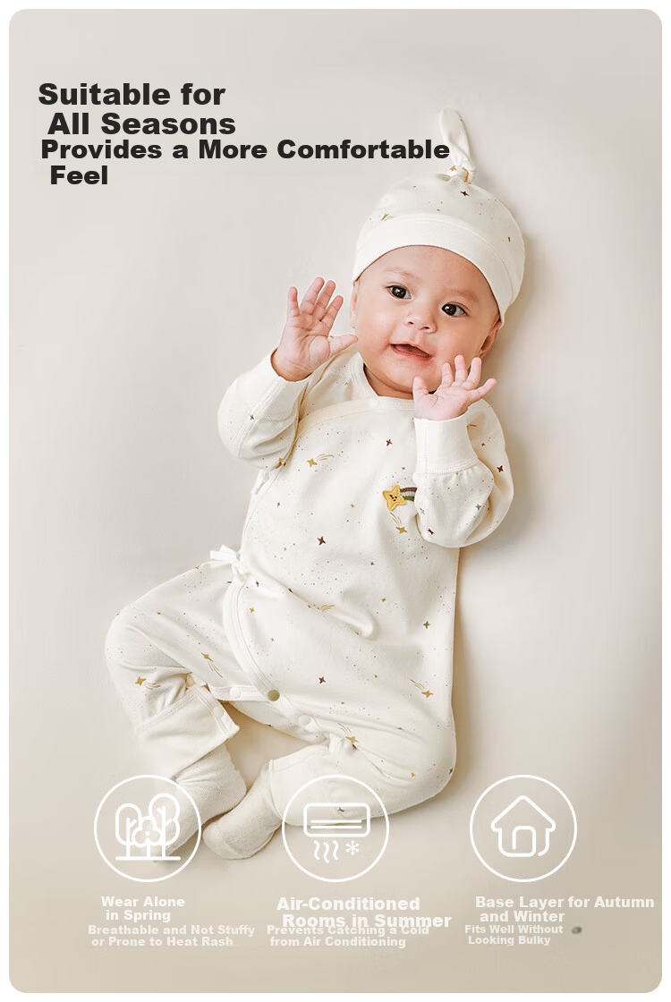 Weishi Muni Newborn Baby Romper Spring Autumn Full Moon Infant Monk Suit Jumpsuit 5