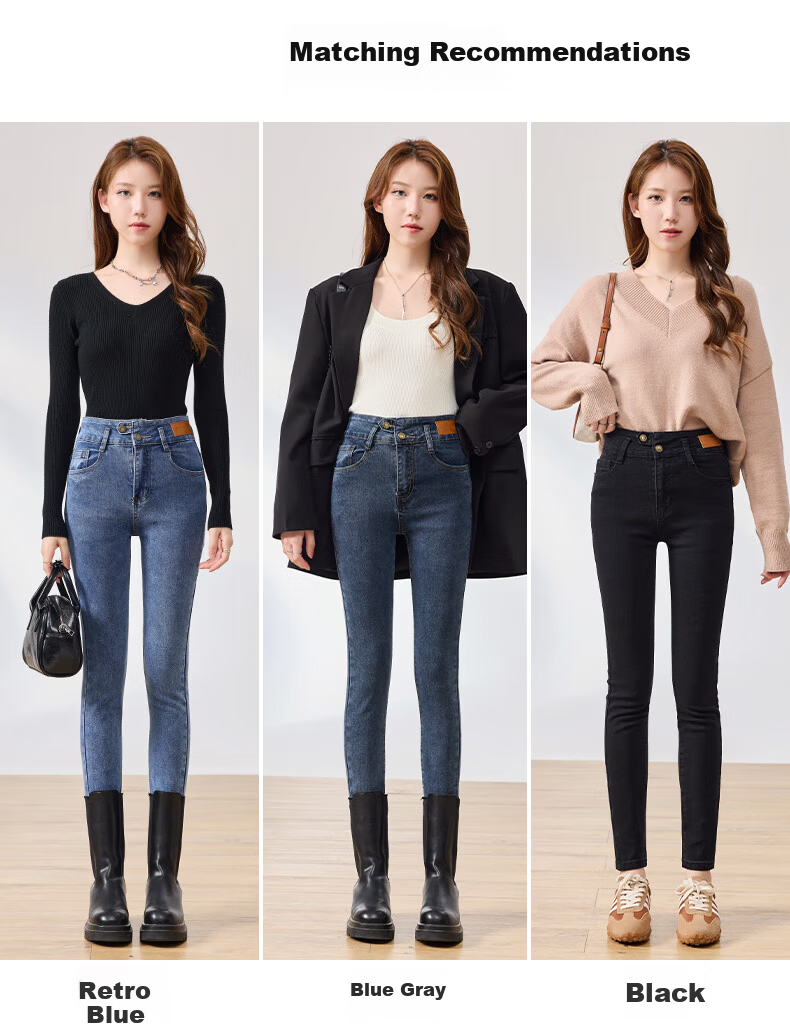 LangSha Women's High-Waist Skinny Stretch Denim Jeans Spring Autumn Slim Fit Pencil Pants 13