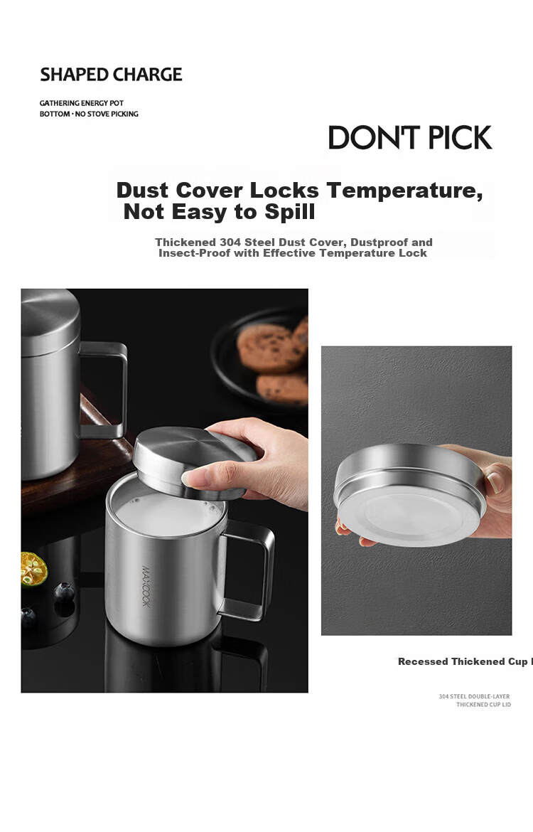 MAXCOOK 316L Stainless Steel Water Cup with Lid Children's Baby Milk Drinking Cup Double Layer Mug 200ml MCB2478 7