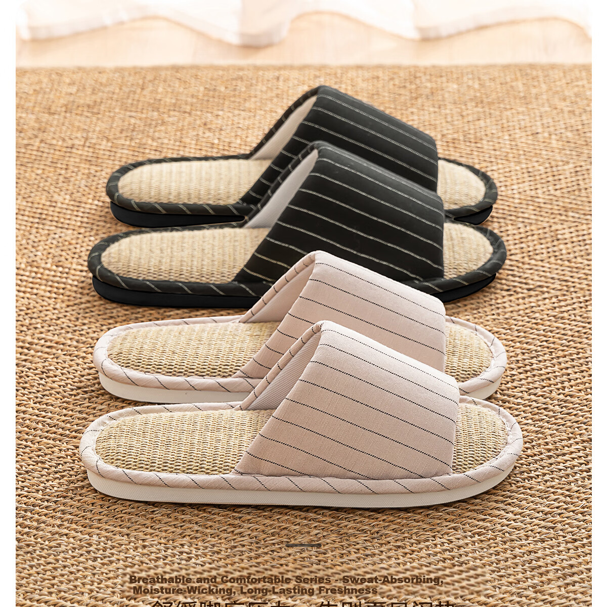 TZLDN Japanese-Style Linen Slippers, 2026 New Couple's Fabric Slippers, Home Non-Slip Men's Cotton Sandals for Indoor Use 2