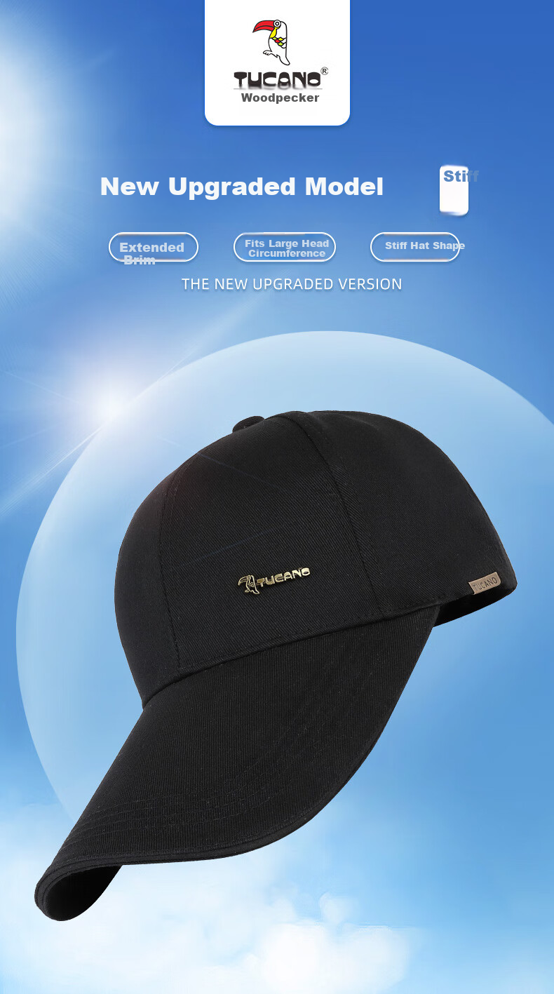 TUCANO Extended Brim Men's Fashion Casual Baseball Cap Winter Outdoor Sports Duckbill Cold-Resistant Hat 1