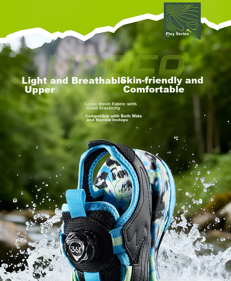 361° Kids Sports Shoes Summer 2026 Breathable Closed-Toe Durable Beach Sandals Purple Size 33 10