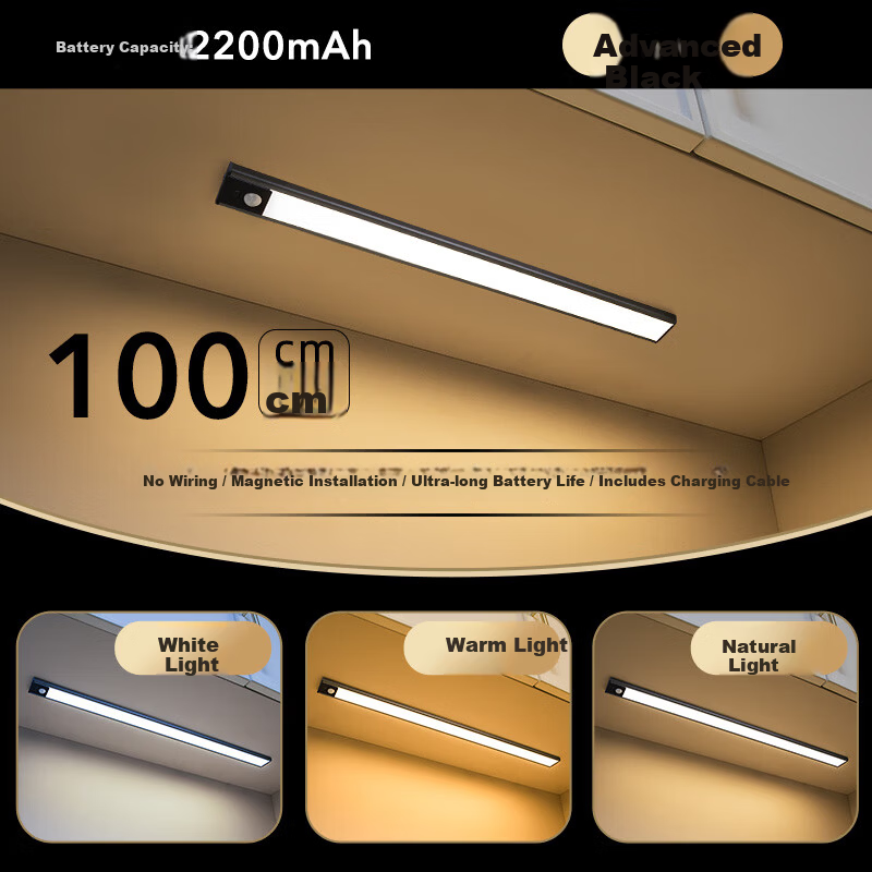 Heart LocK Sensor LED Strip Cabinet Light Human Body Induction Rechargeable Wireless Adhesive Home Kitchen Wardrobe Entrance Night Light