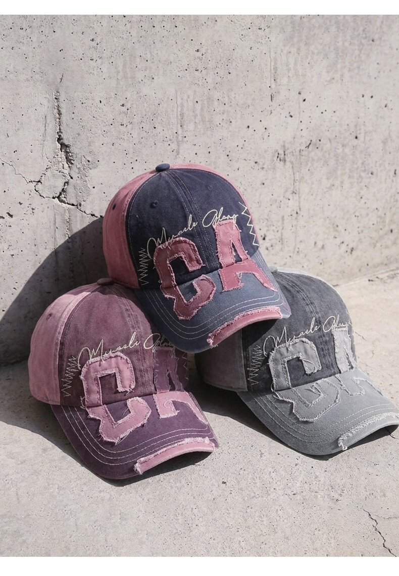 CACUSS Women's Summer Fashion Trendy Colorblock Distressed Edge Baseball Cap Outdoor Sun Hat Pink Purple 12