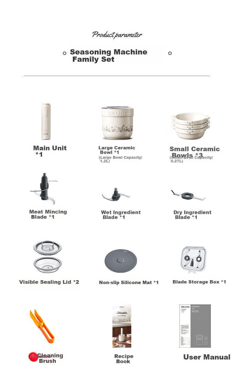 BRUNO Meat Grinder and Seasoning Machine Home Small Meat Mincer Multi-functional Chopper Mixer Food Processor Garlic Grinder [Upgraded Ceramic] Moomin Edition 15