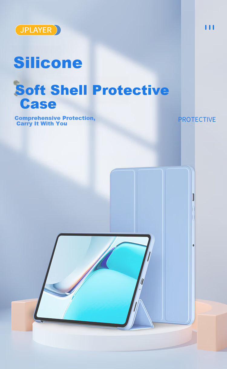 JPLAYER Xiaomi RedmiPad Pro 2024 12.1-inch Tablet Case Tri-fold Stand Full Coverage Shockproof TPU Lavender 1