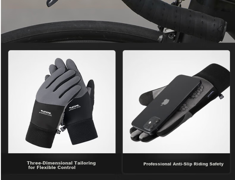 Woodpecker Winter Cycling Gloves Unisex Outdoor Touchscreen Waterproof Windproof Warm Fleece Lined Sports Gloves for Motorcycle and Electric Bike 8