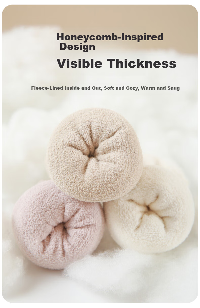 Aibao Baby Floor Socks Autumn Winter Fleece Thickened Baby Mid-calf Cooling Insulation Non-slip Walking Socks 3 Pairs Bear L Size T266 29