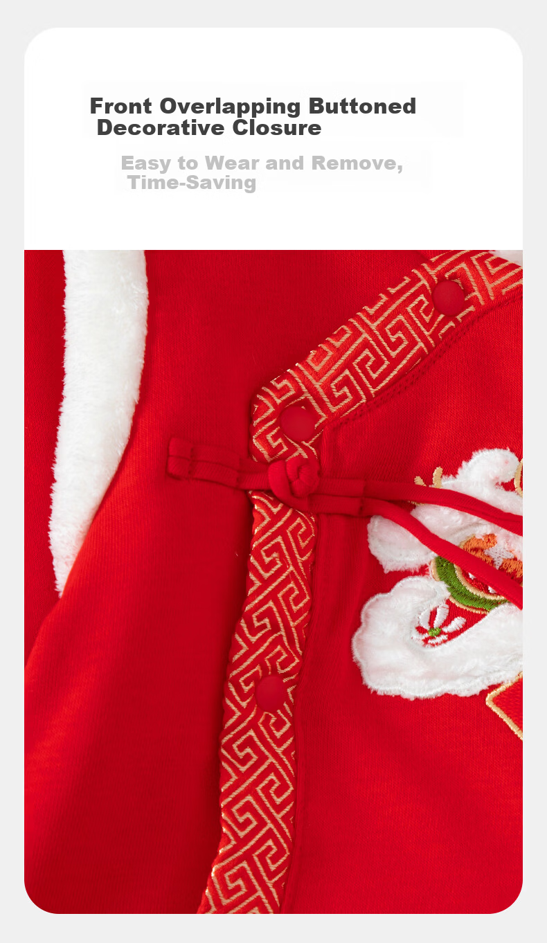 Ingebaby Baby Tang Suit Children's Thickened Cotton-padded Warm Cotton Jacket Banquet Dress Boys and Girls New Year Outfit Size 80 11